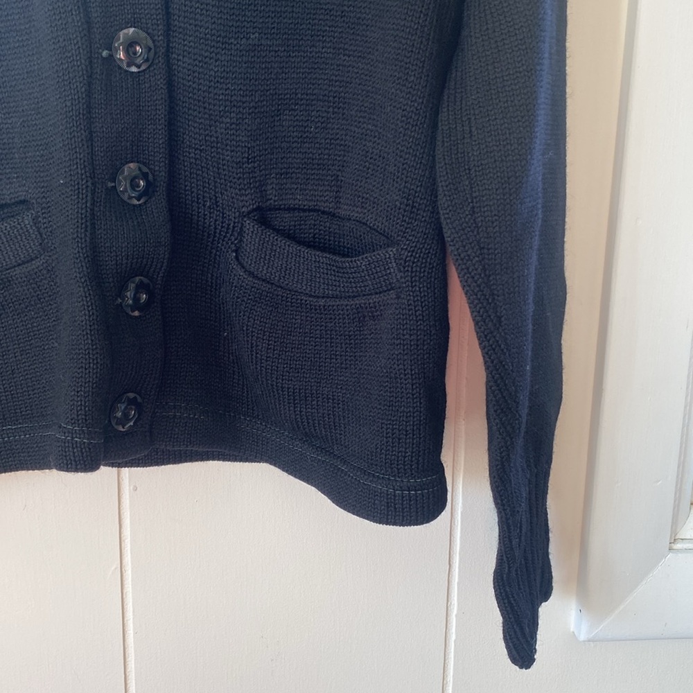 Vintage 1930s 1940s Black Wool Cardigan M - Picture 7 of 13